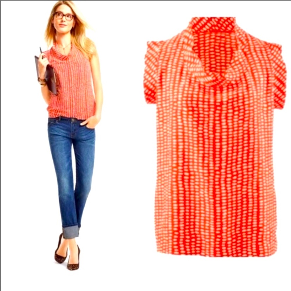 CAbi Madeline orange cream FALL vibes print top Sz S style #294